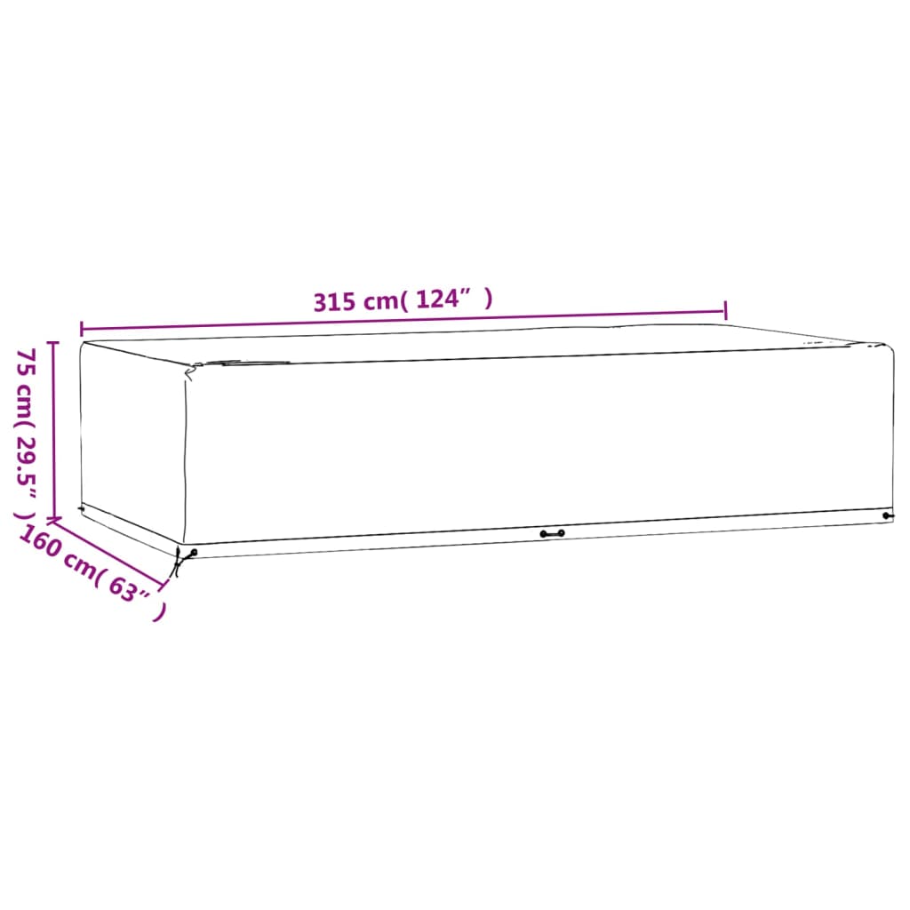 Copri Mobili Giardino 2pz 12 Occhielli 315x160x75cm Rettangolo | homemem39