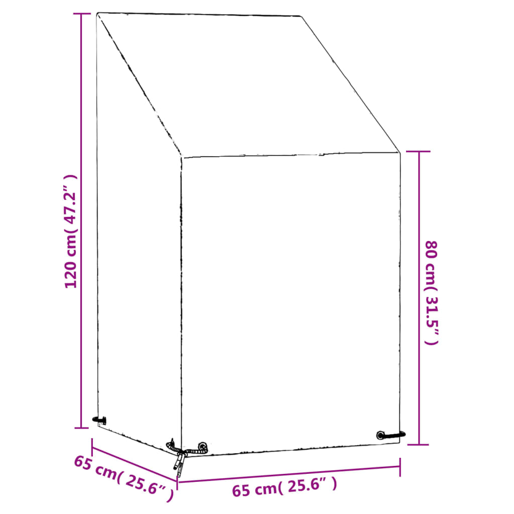 Copri Sedie Giardino 2pz 8 Occhielli 65x65x80/120cm Polietilene | homemem39