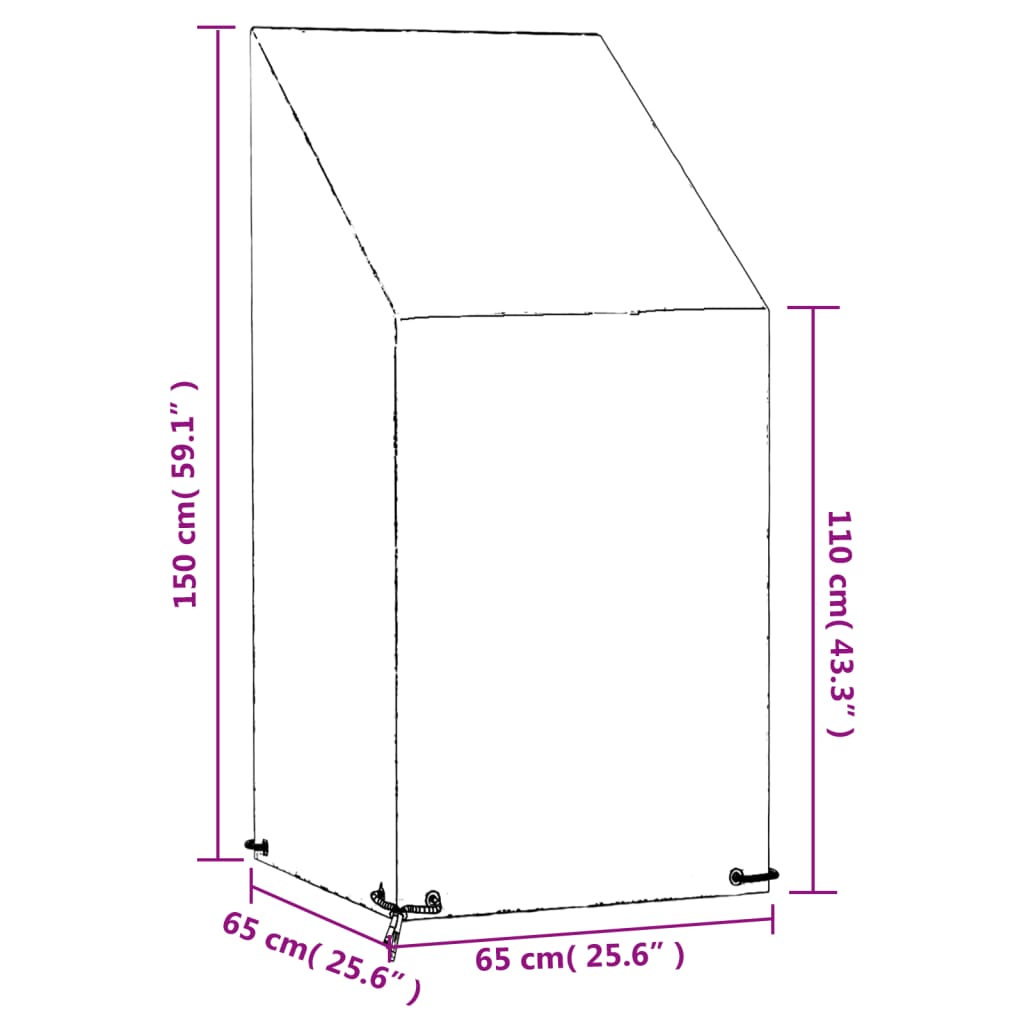 Coprisedie Giardino 2pz 8 Occhielli 65x65x110/150cm Polietilene | homemem39