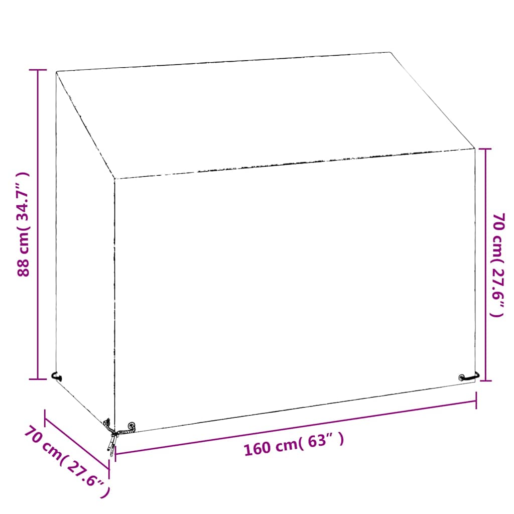 Copri Panche Giardino 2pz 8Occhielli 160x70x70/88cm Polietilene | homemem39