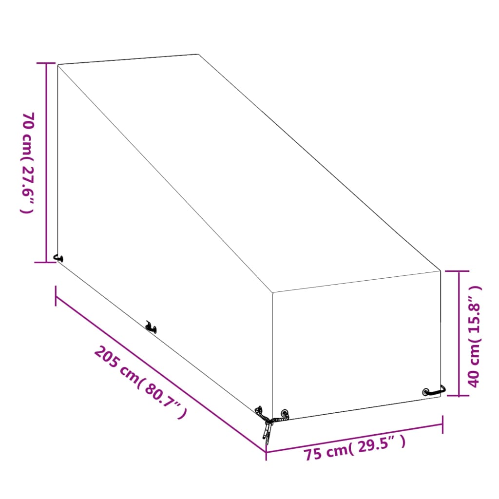 Coperture Sdraio 2pz 12 Occhielli 205x75x40/70 cm Polietilene