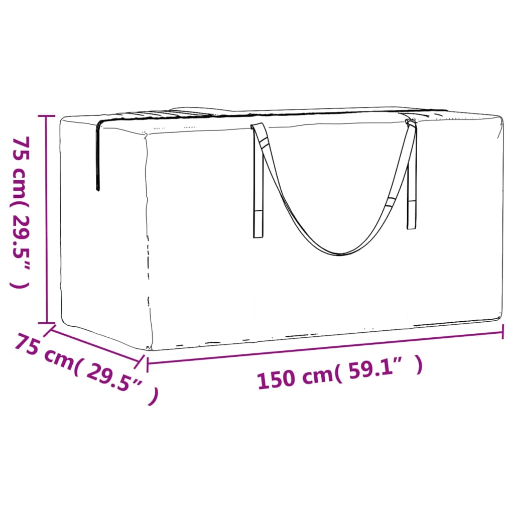 Borse Porta Cuscini Giardino 2pz Nere 150x75x75 cm Polietilene | homemem39