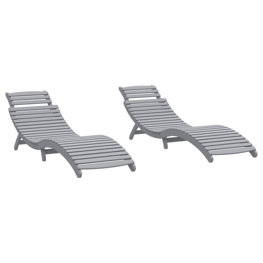 Lettini 2 pz Grigi 184x55x64 cm Legno Massello di Acacia - homemem39