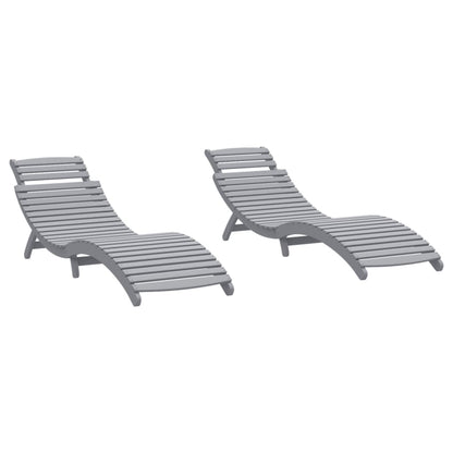 Lettini 2 pz Grigi 184x55x64 cm Legno Massello di Acacia - homemem39