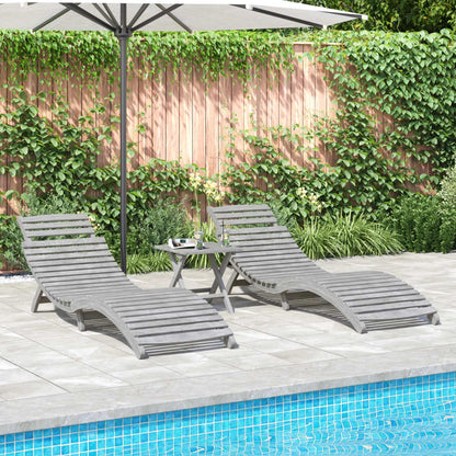 Lettini 2 pz Grigi 184x55x64 cm Legno Massello di Acacia - homemem39