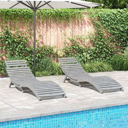 Lettini 2 pz Grigi 184x55x64 cm Legno Massello di Acacia - homemem39