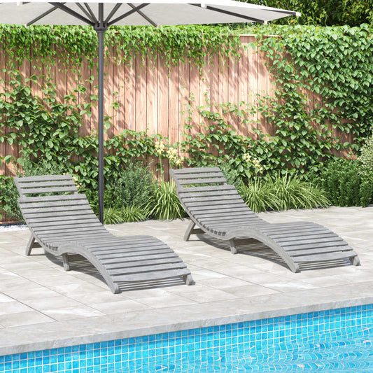 Lettini 2 pz Grigi 184x55x64 cm Legno Massello di Acacia - homemem39