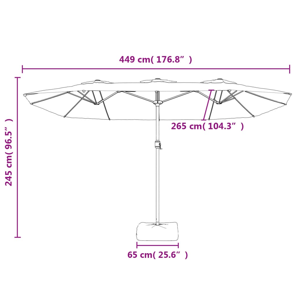 Ombrellone a Doppia Testa Antracite 449x265 cm | homemem39