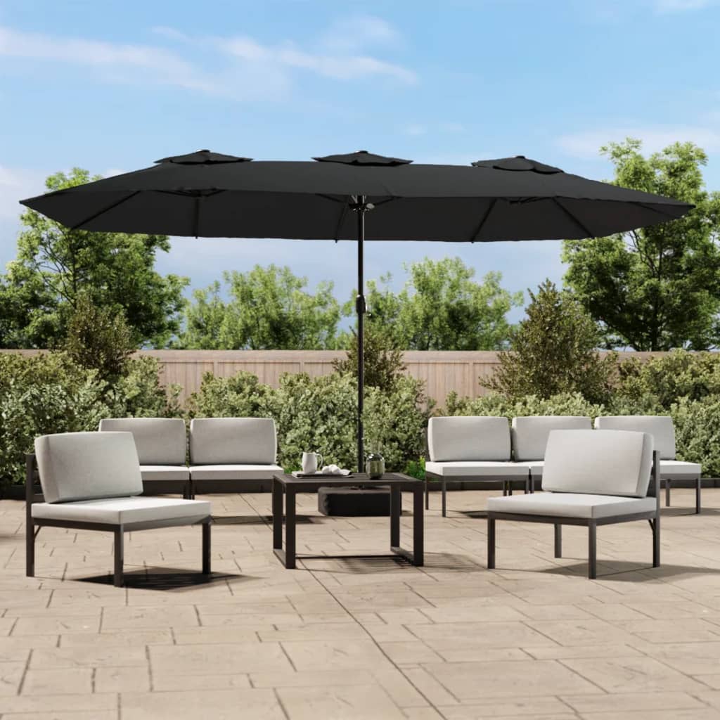Ombrellone a Doppia Testa Nero 449x265 cm - homemem39