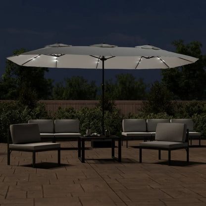 Ombrellone a Doppia Testa con LED Bianco Sabbia 449x265 cm | homemem39
