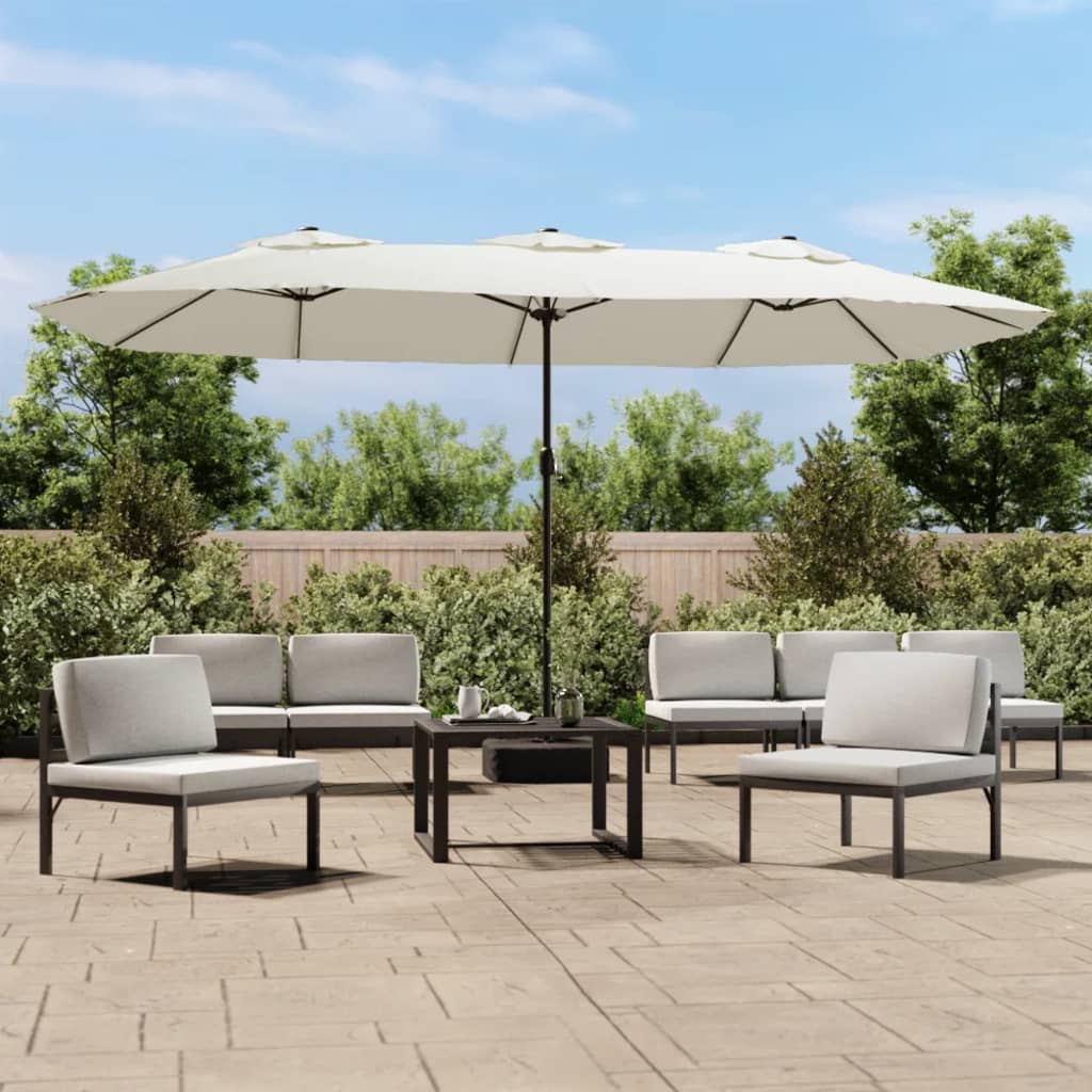 Ombrellone a Doppia Testa con LED Bianco Sabbia 449x265 cm | homemem39