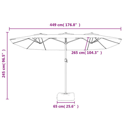 Ombrellone a Doppia Testa con LED Antracite 449x265 cm | homemem39