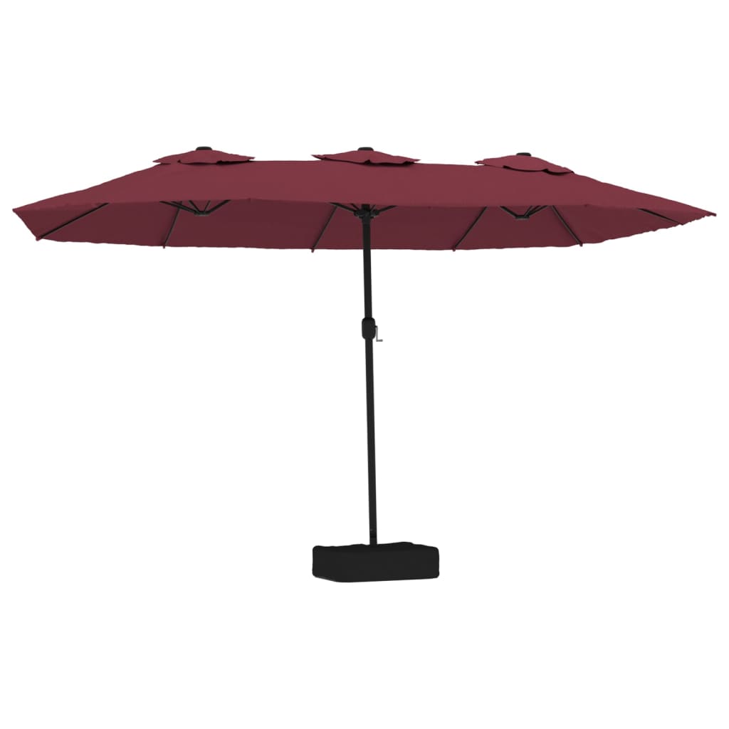 Ombrellone a Doppia Testa con LED Rosso Bordeaux 449x265 cm | homemem39