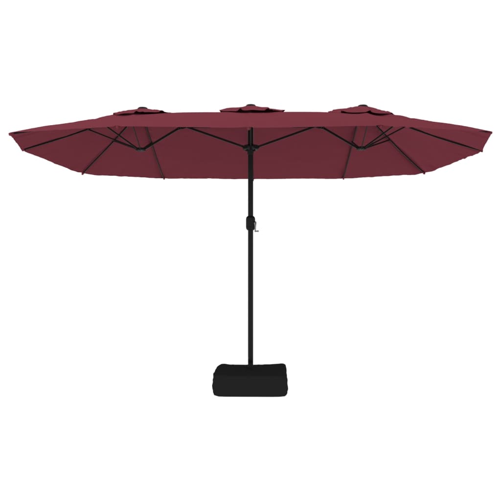 Ombrellone a Doppia Testa con LED Rosso Bordeaux 449x265 cm | homemem39