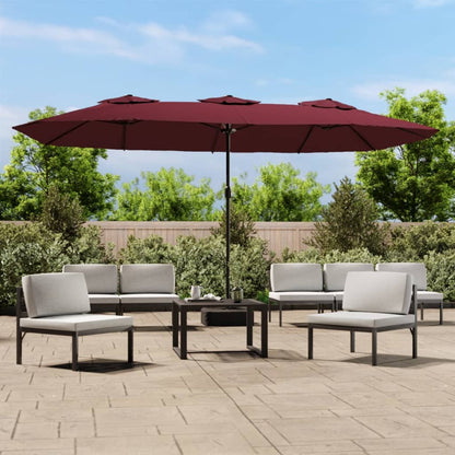 Ombrellone a Doppia Testa con LED Rosso Bordeaux 449x265 cm | homemem39