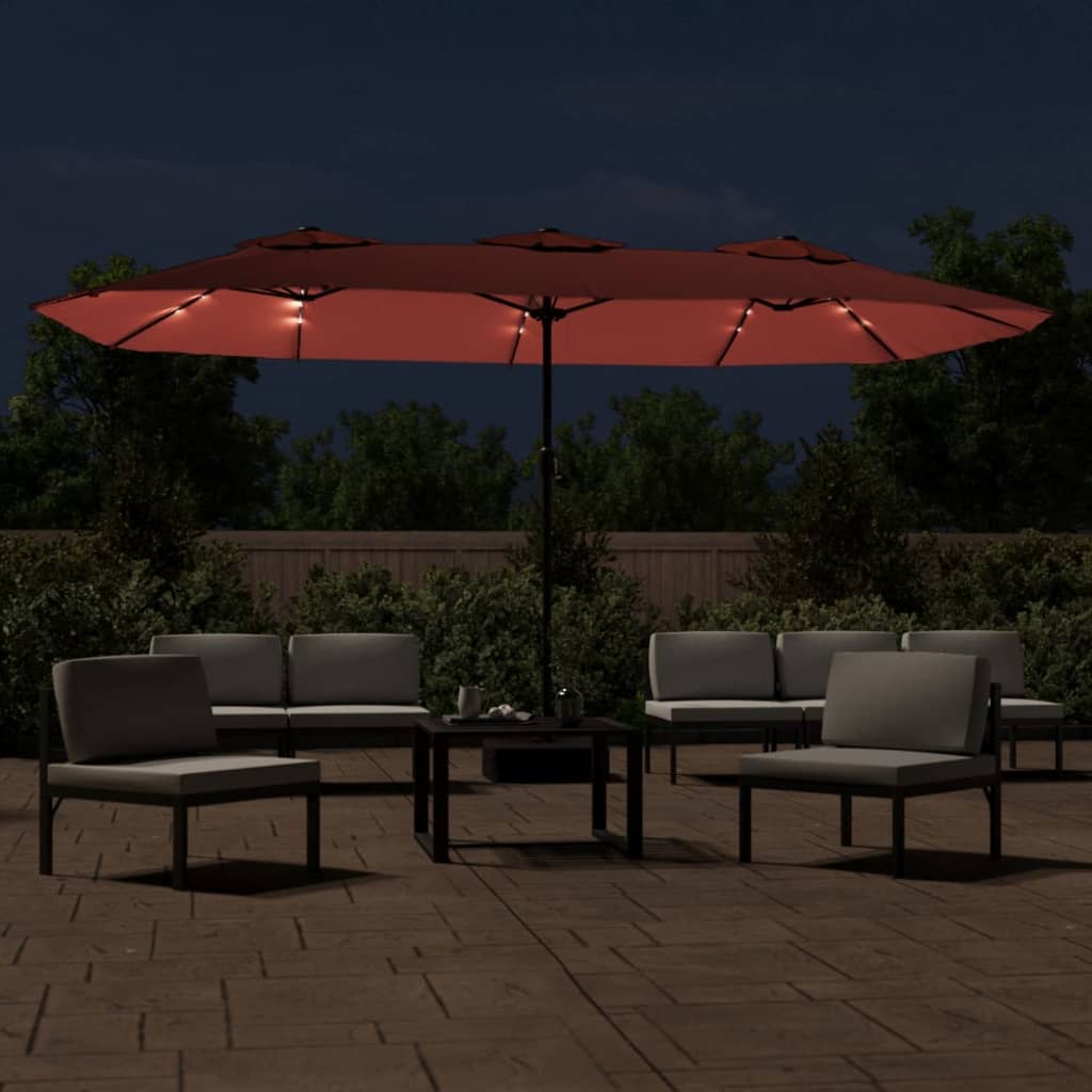 Ombrellone a Doppia Testa con LED Terracotta 449x265 cm | homemem39