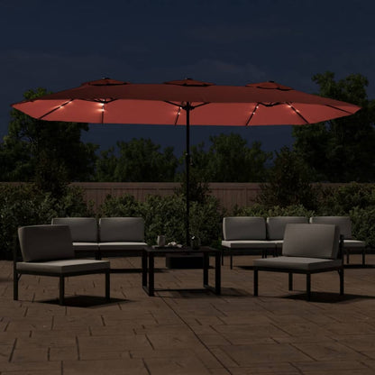 Ombrellone a Doppia Testa con LED Terracotta 449x265 cm | homemem39