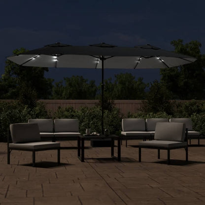 Ombrellone a Doppia Testa con LED Nero 449x265 cm | homemem39