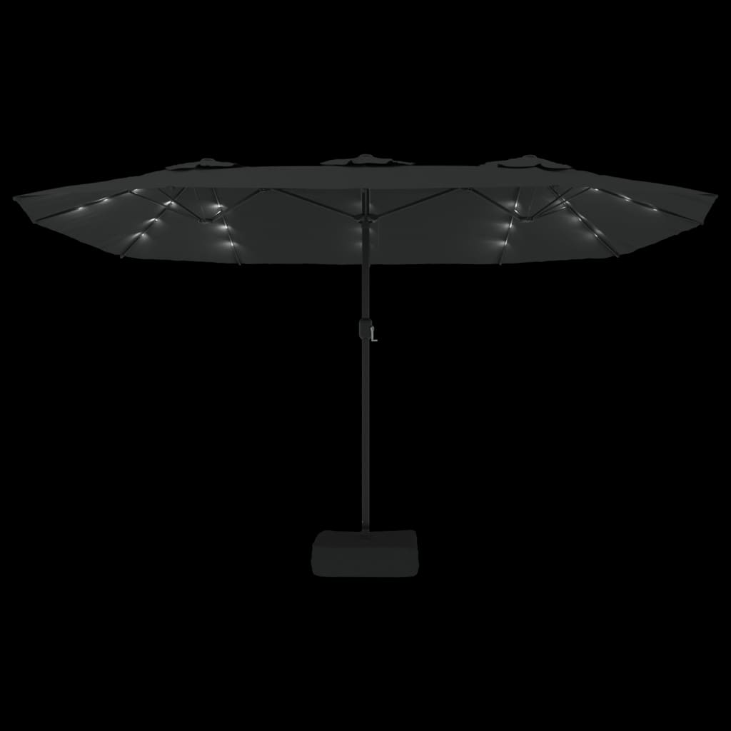 Ombrellone a Doppia Testa con LED Nero 449x265 cm | homemem39