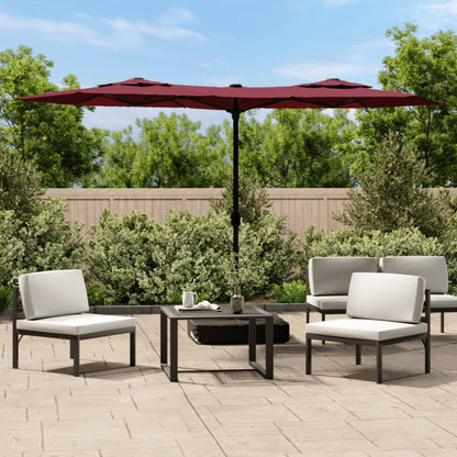 Ombrellone da Giardino a Doppia Testa Rosso Bordeaux 316x145 cm | homemem39
