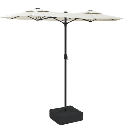 Ombrellone a Doppia Testa con LED Bianco Sabbia 316x145 cm - homemem39