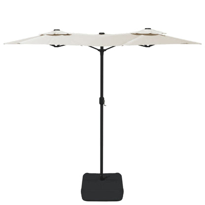 Ombrellone a Doppia Testa con LED Bianco Sabbia 316x145 cm - homemem39
