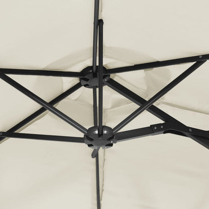 Ombrellone a Doppia Testa con LED Bianco Sabbia 316x145 cm - homemem39