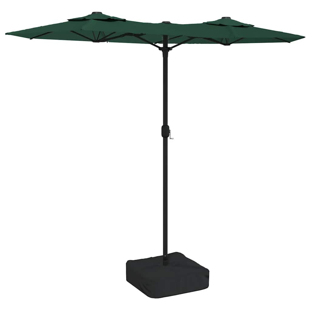 Ombrellone a Doppia Testa con LED Verde 316x145 cm | homemem39