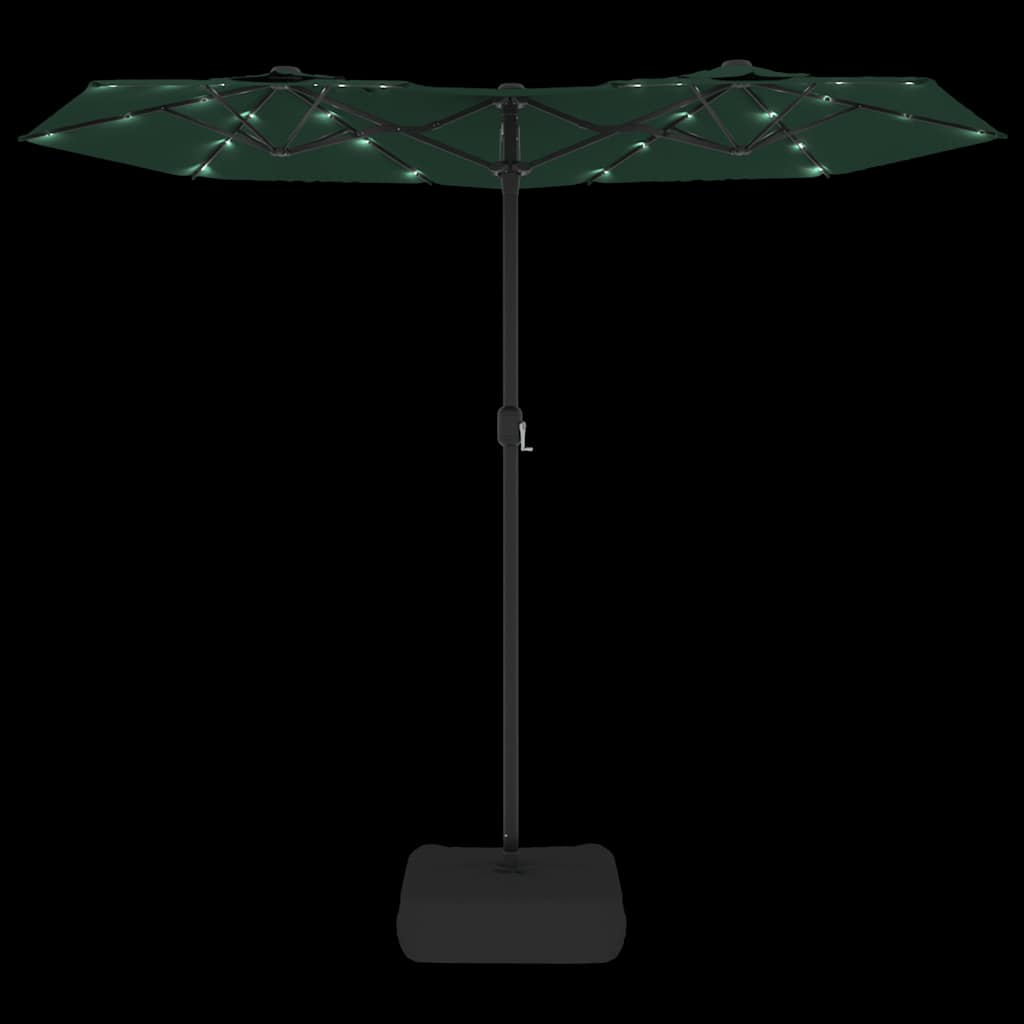 Ombrellone a Doppia Testa con LED Verde 316x145 cm | homemem39