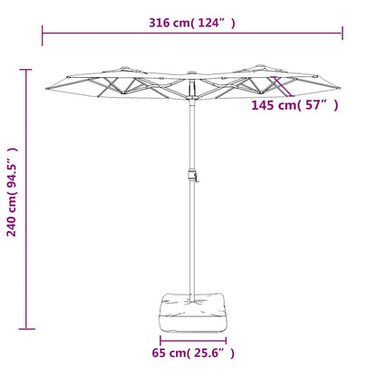 Ombrellone a Doppia Testa con LED Verde 316x145 cm | homemem39