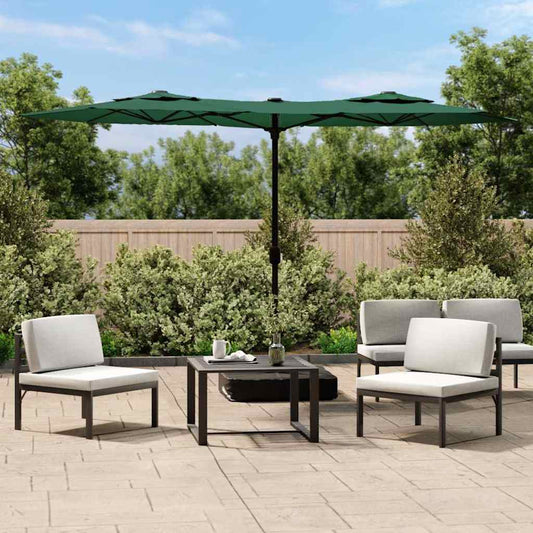 Ombrellone a Doppia Testa con LED Verde 316x145 cm | homemem39