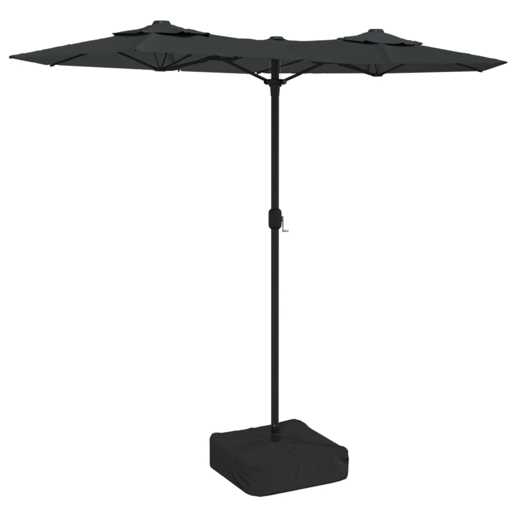 Ombrellone a Doppia Testa con LED Antracite 316x145 cm | homemem39