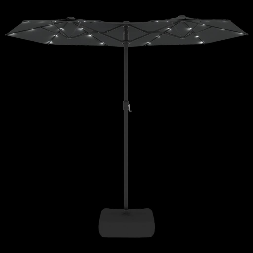 Ombrellone a Doppia Testa con LED Antracite 316x145 cm | homemem39