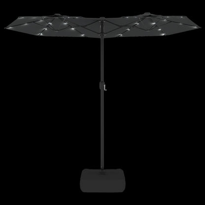 Ombrellone a Doppia Testa con LED Antracite 316x145 cm | homemem39