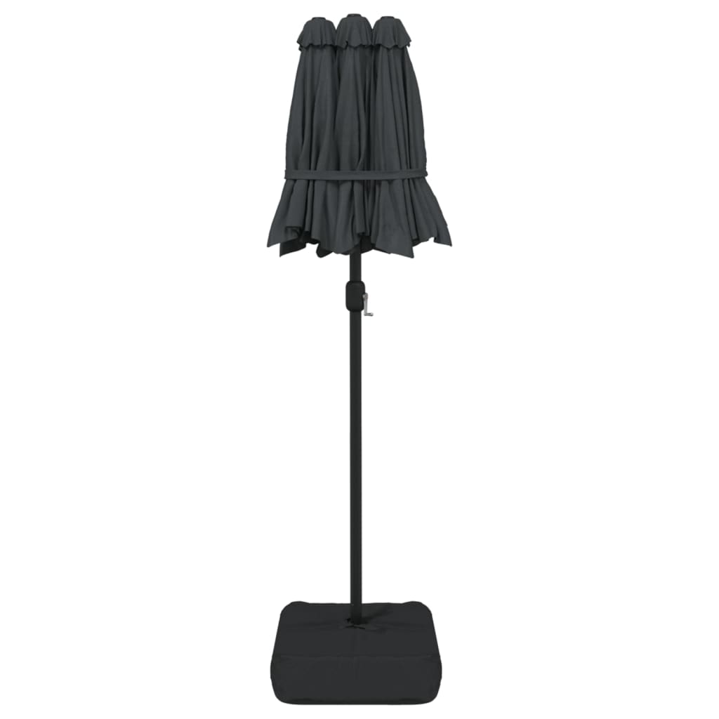 Ombrellone a Doppia Testa con LED Antracite 316x145 cm | homemem39