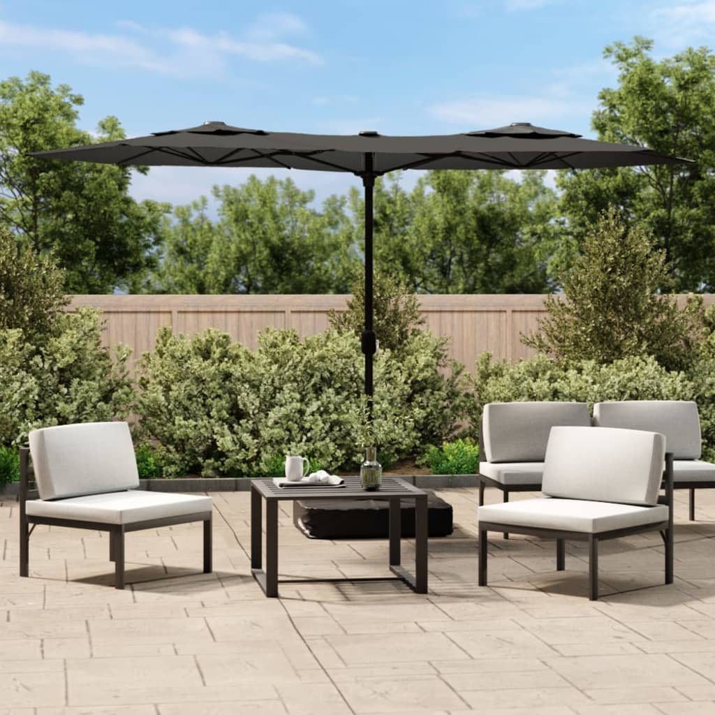 Ombrellone a Doppia Testa con LED Antracite 316x145 cm | homemem39