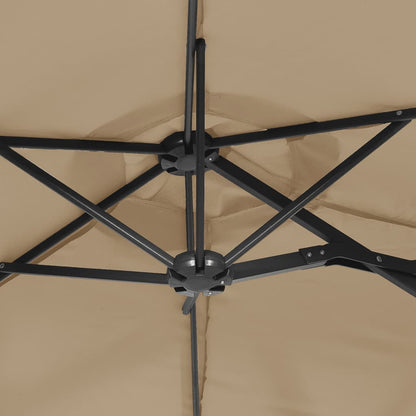 Ombrellone a Doppia Testa con LED Tortora 316x145 cm - homemem39