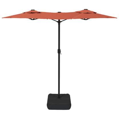 Ombrellone a Doppia Testa con LED Terracotta 316x145 cm | homemem39