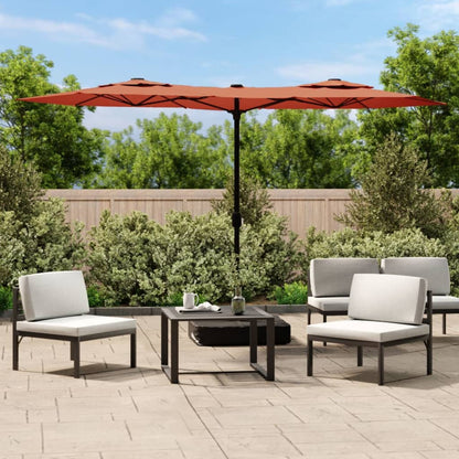 Ombrellone a Doppia Testa con LED Terracotta 316x145 cm | homemem39