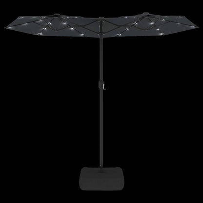 Ombrellone a Doppia Testa con LED Nero 316x145 cm | homemem39