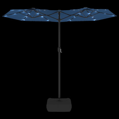Ombrellone a Doppia Testa con LED Azzurro 316x145 cm - homemem39