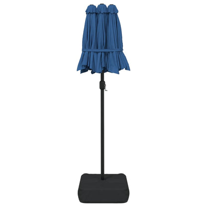 Ombrellone a Doppia Testa con LED Azzurro 316x145 cm - homemem39
