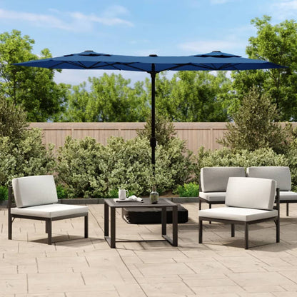 Ombrellone a Doppia Testa con LED Azzurro 316x145 cm - homemem39
