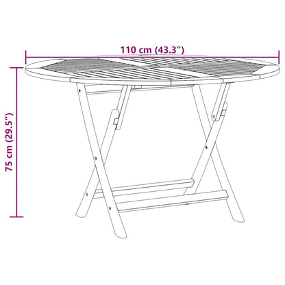 Tavolo da Giardino Pieghevole Ø110x75 cm Legno Massello di Teak