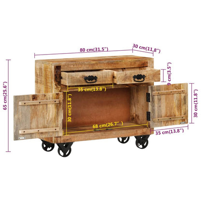 Credenza 80x30x65 cm in Legno Grezzo Massello di Mango - homemem39