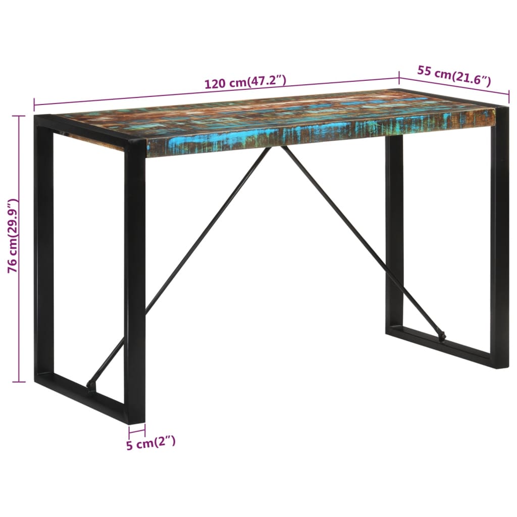 Tavolo da Pranzo 120x55x76 cm in Legno Massello di Recupero | homemem39