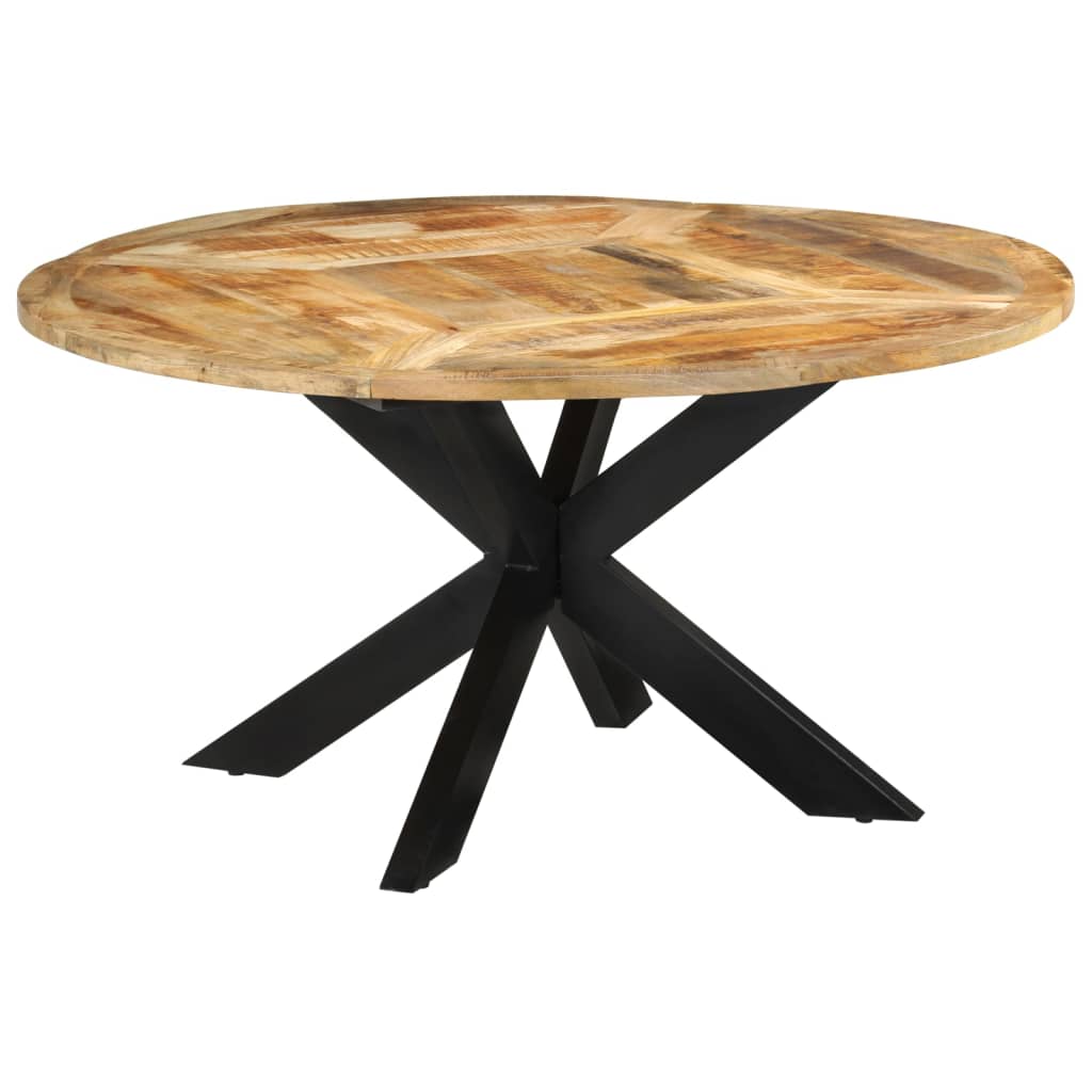 Tavolo da Pranzo Ø150x76 cm in Legno Grezzo Massello di Mango