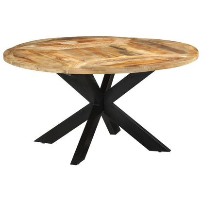 Tavolo da Pranzo Ø150x76 cm in Legno Grezzo Massello di Mango