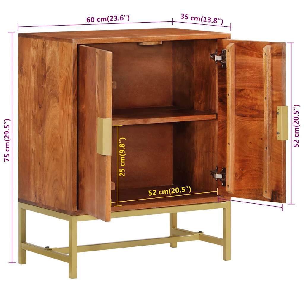 Credenza 60x35x75 cm in Legno Massello di Acacia