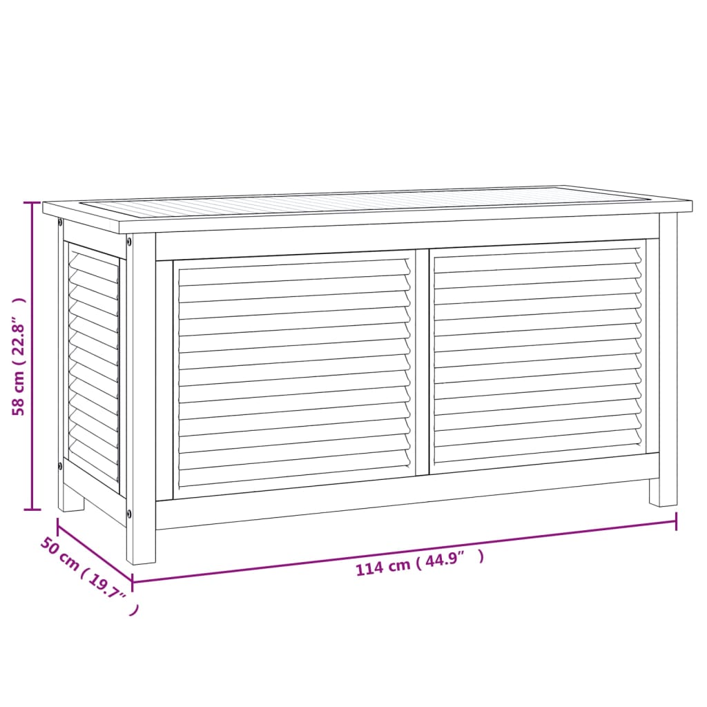 Contenitore Giardino con Borsa 114x50x58cm Legno Massello Teak